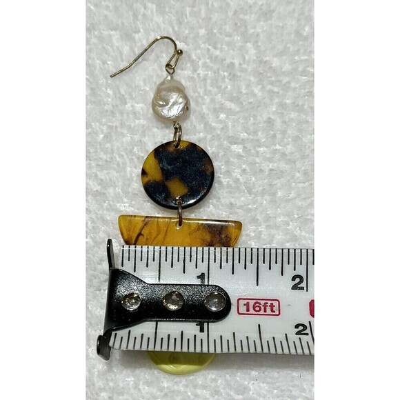Handmade Fresh Water Pearl Tortoiseshell Polymer Clay Earrings Boho - Picture 6 of 7